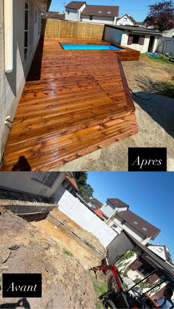 Réalisation de piscine et terrasse en bois par L’Art du Bâtir